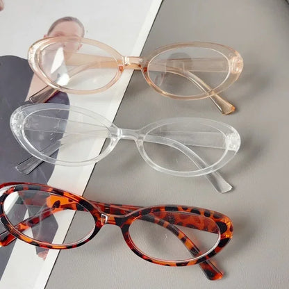 Small Oval Leopard Print Eyeglasses Women Vintage Cat Eye Clear Lens Anti Blue Light Glasses Transparence Frame Glasses Unisex