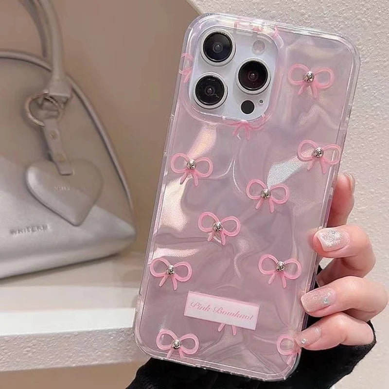 Pearl Bowknot 3D Fashion Case For OPPO A40 A60 A80 A3 A77S A15 A15S A35 A3X A59 A79 A18 A38 A77 A57 A78 A58 A96 A17 A17K Cover