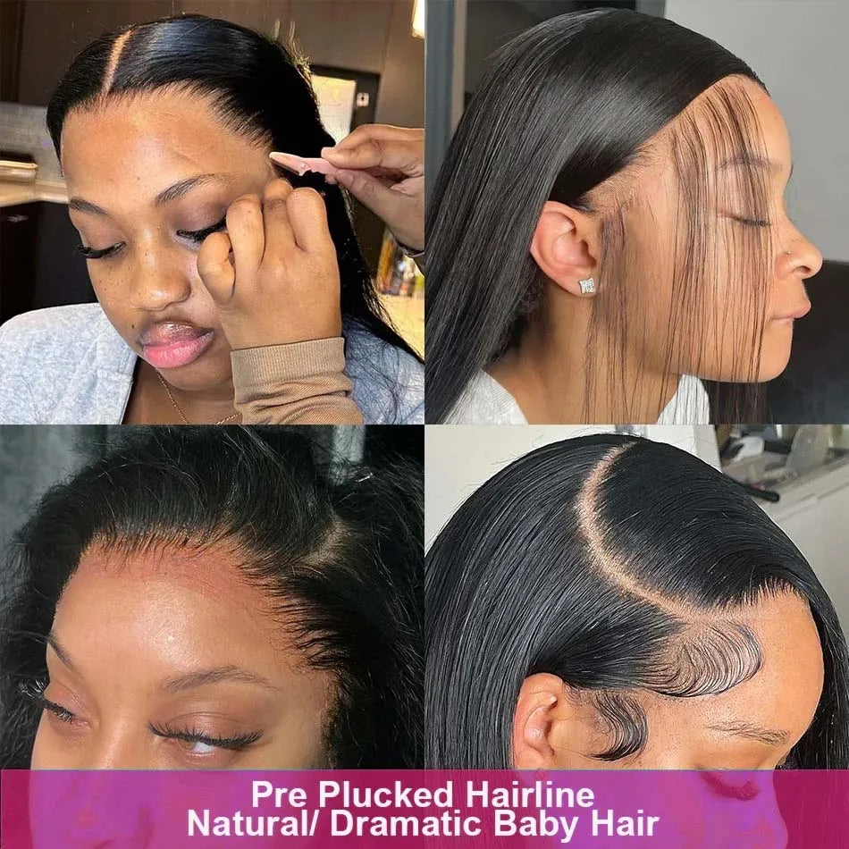 30 40 Inch 200 Density Bone Straight 13X6 Hd Lace Frontal Wig 13X4 Transparent Lace Front Pre Plucked 100% Human Hair For Women