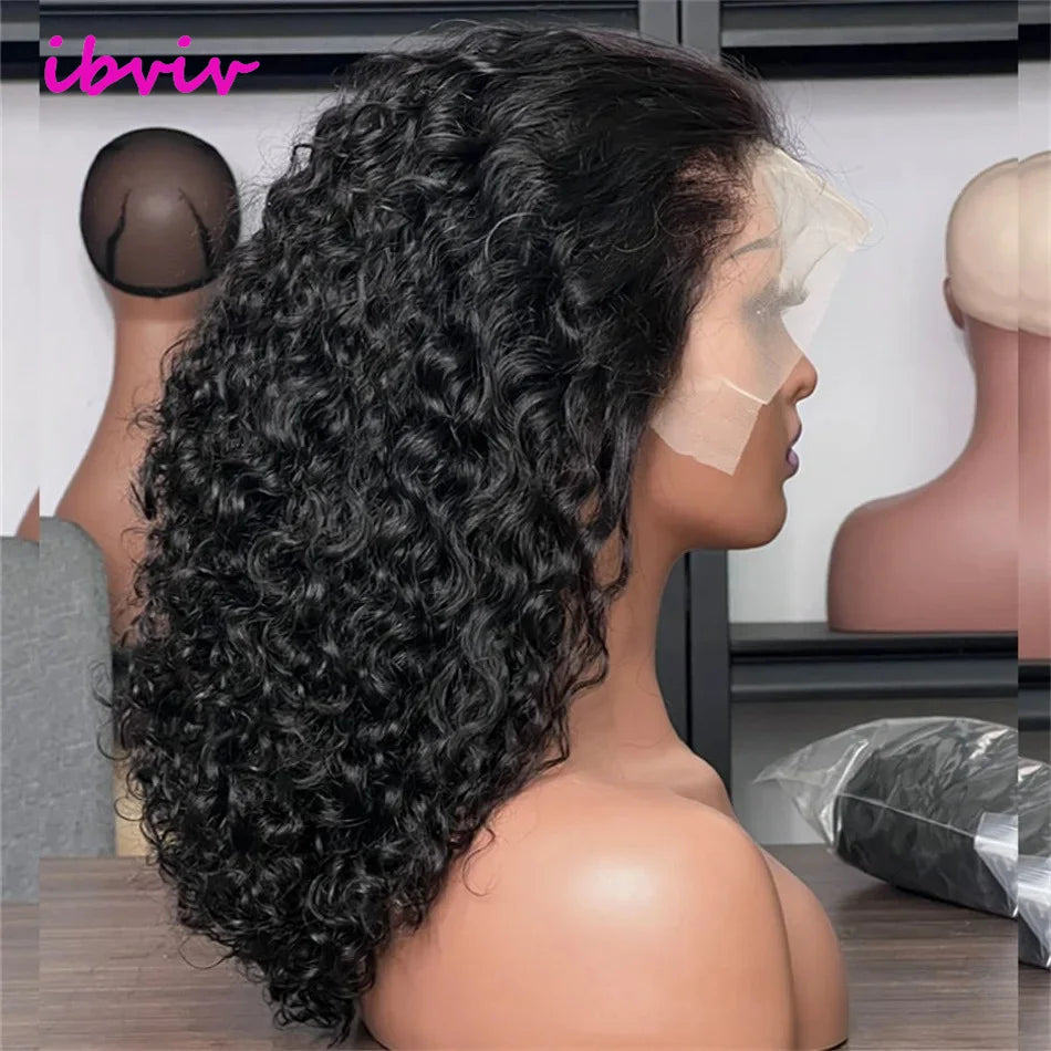 14 16 18 20Inch 15A Full 250 Density Bob Kinky Curly Human Hair Wig Raw Vietnamese Wet and Wavy Lace Frontal Human Hair Wig 13x4