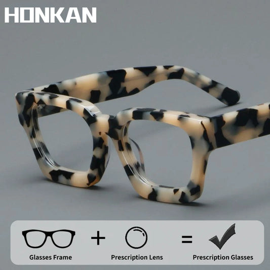 Luxury Thicken Acetate Reading Glasses Men Women Anti Blue Light Prescription Glasses Myopia Hyperopia Oversized Square Eyewear