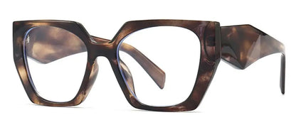 Unique Purple Flower Computer Reading Glasses Women Brand Designer Large Polygon Square Ray Filter Eyeglasses Frames Diopter +3