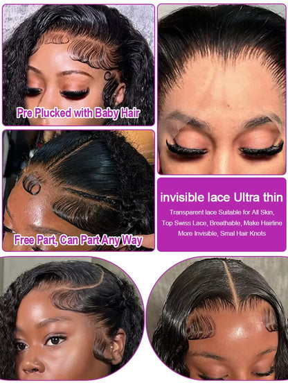 40 46 Inch Deep Wave 13x6 13x4 Hd Lace Front Human Hair Wig 250 Density Water Curly 360 Lace Frontal Wigs Human Hair For Women