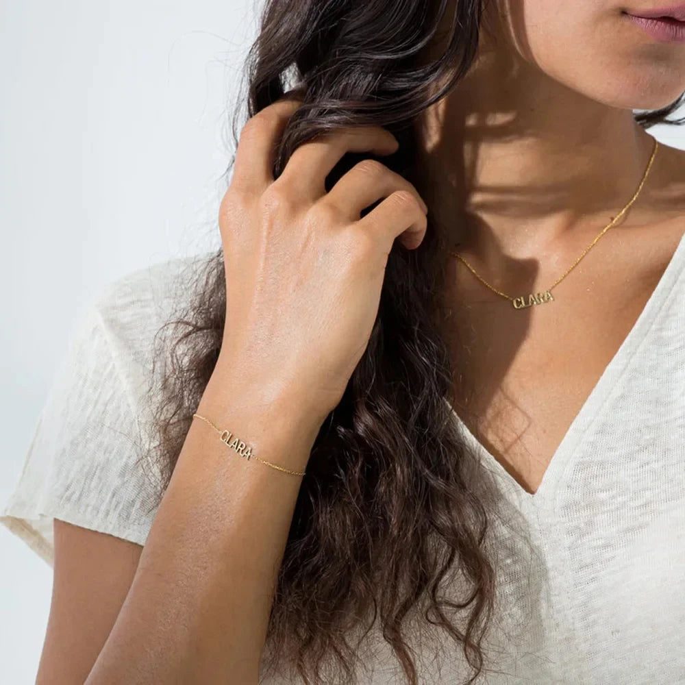 Custom Couple Name Letter Necklace for Women Luxury Stainless Steel Pendant Customized Clavicle Chain Gift Girlfriend Jewelry.