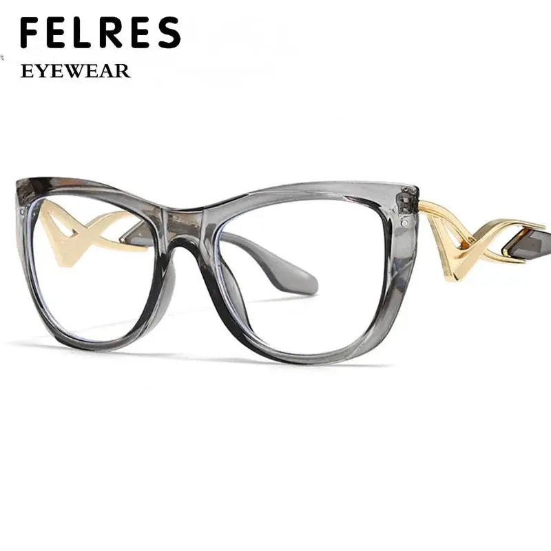 Trendy Oversized Reading Glasses Women Men High Quality Anti Blue Light Presbyopia Eyewear Cat Eye Optical Prescription Glasses