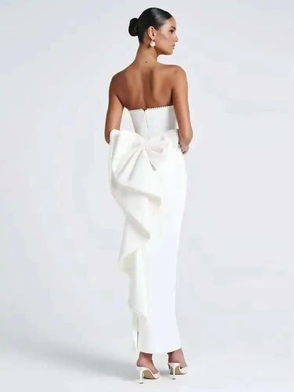 Townlike Pearl Bow Backless Nightclub Sexy Party Dress Women 2025 Spring Summer Dress Maxi Long Slim Bodycon Dresses