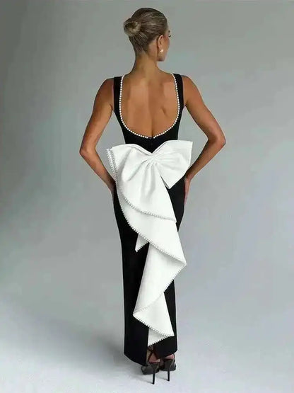 Townlike Bow Pearl Backless Sexy Party Dress Women Mini 2024 Summer Dress Elegant Waist Wrap A-line Dresses Vestidos