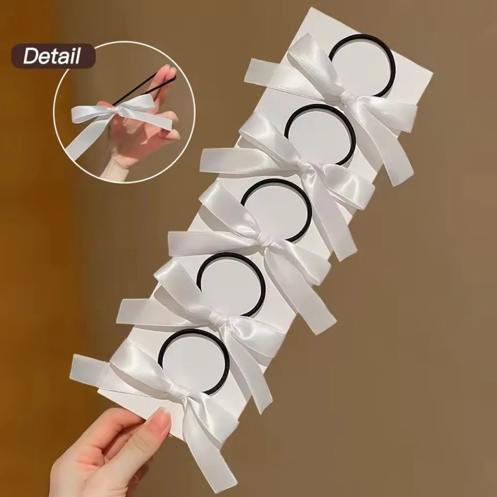 5Pcs Women's Style, Fashionable and Cute, Black Bow Hair Tie, Suitable for Daily Use, Recommended Gift Hair Accessories