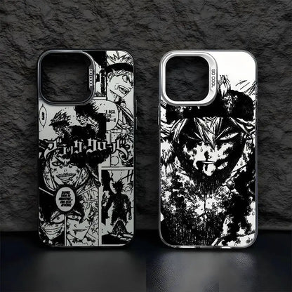 B-Black Clover Asta Fishion Phone Case For IPhone 17 16 15 14 13 12 11 Pro Max Air Multicolor Matte Laser Metallic Aurora Funda