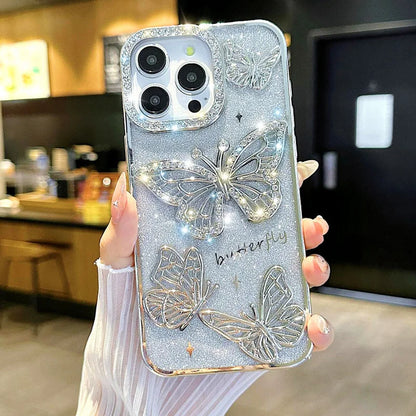 Butterfly Glitter Phone Cases For IPhone 17 16 Pro Max 15 14 13 12 11 Rhinestone Back Cover
