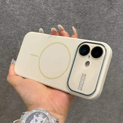 Luxury Liquid Silicone With Crystal Lens Protection Phone Case For iPhone 17 16 15 14 Pro Max 13 Magnetic Wireless Charge Cover