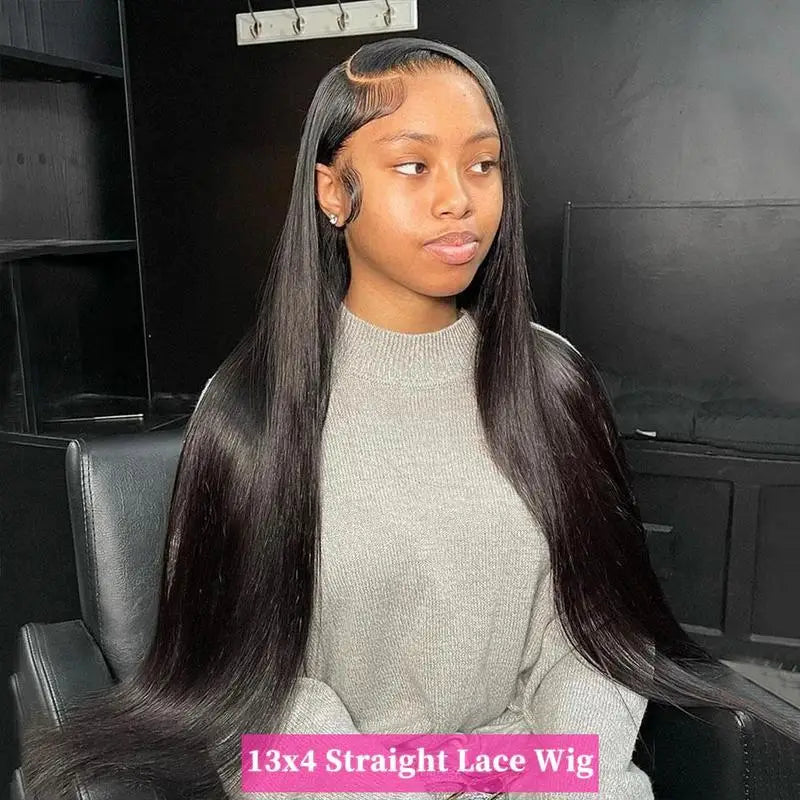 Straight 13x6 Lace Frontal Wig Human Hair 13x4 Transparent Lace Frontal Hair Wig For Women Preplucked Remy Hair Wig 220% Density