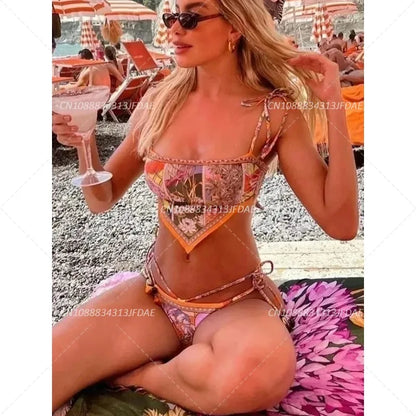 Printed Crop Top Bikini Women Bikinis Brazilian Swimwear Female Swimsuit Two-pieces Bikini Set High Cut Bathing Suit Swim