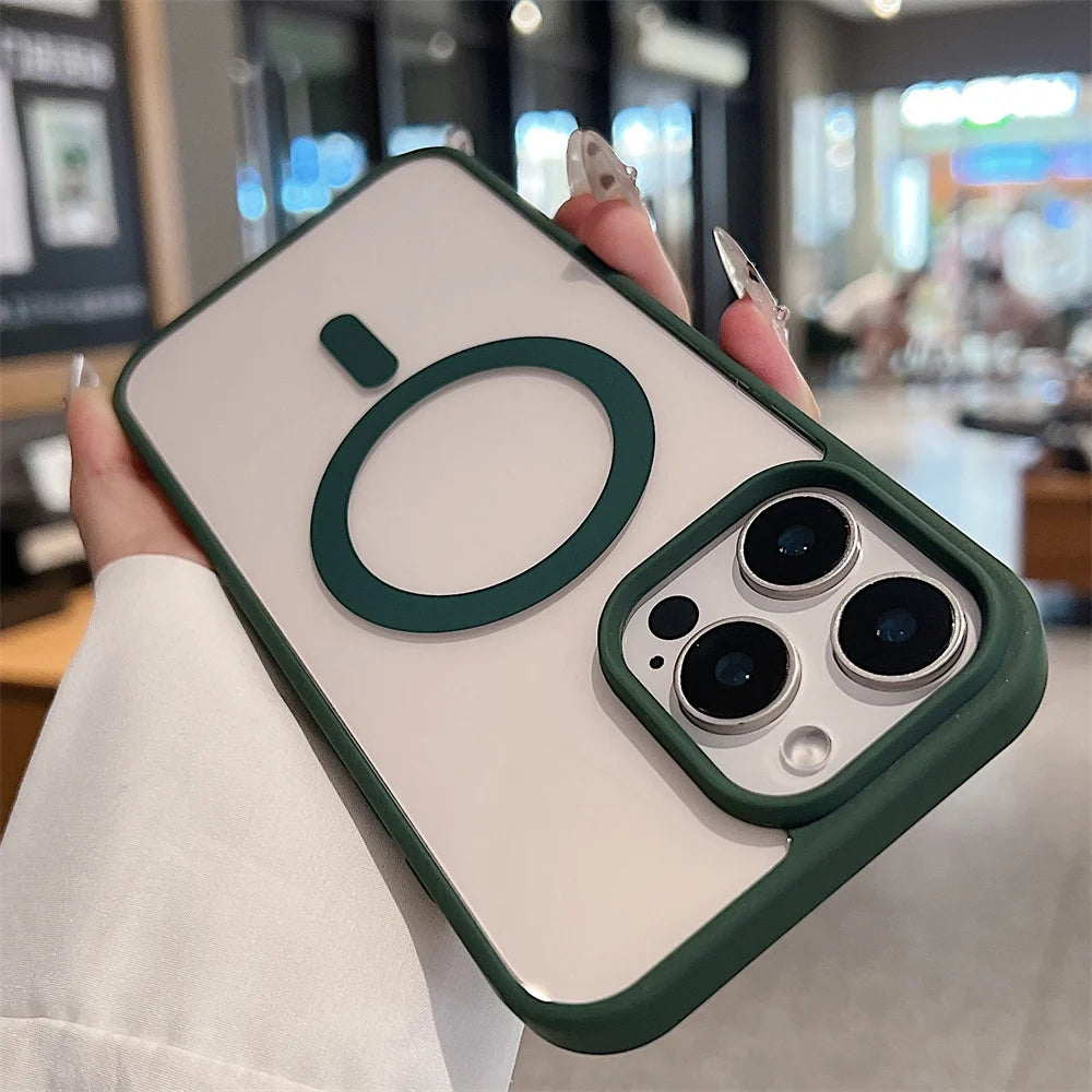 iPhone 16 15 14 Pro Max Plus 13 12 Mini 11 XS XR 7 8 Magnetic Wireless Charge Cases Cover Luxury Magsafe Transparent Case For