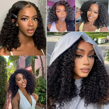 Curly Short Bob Wig 13x4 HD Lace Transparent Frontal Human Hair Wig Brazilian Remy 100% Human Hair Natural Color 8-14 Inch