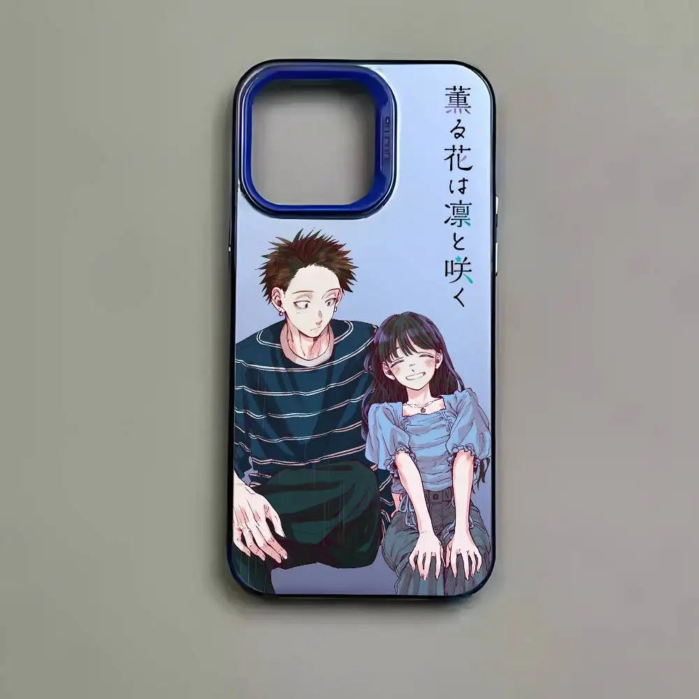 Cartoon Fragrant Flower Blooms Phone Case For IPhone 16 15 14 13 12 11 Pro Max Black Matte Multicolor Laser Aurora Funda