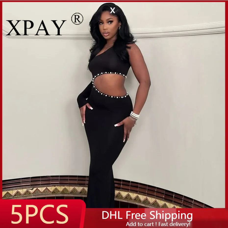 5pcs Wholesale Bulk Items Lots Long Sleeve Dresses for Women Elegant Pretty Long Evening Dress 2025 Summer Fashion Party X15216