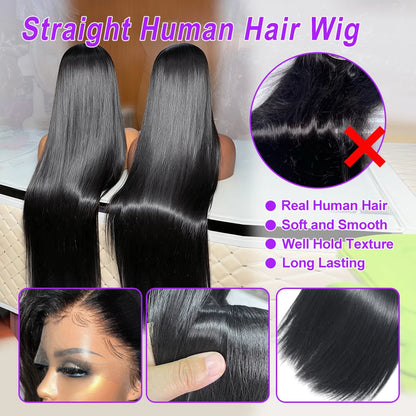 30 40 inch Pre Cut Wear and Go Glueless Wig Bone Straight 13x4 Lace Front Human Hair Wigs Pre Plucked Soft 13x6 Lace Frontal Wig