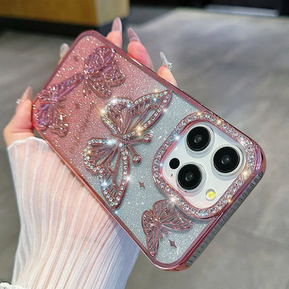 Butterfly Glitter Phone Cases For IPhone 17 16 Pro Max 15 14 13 12 11 Rhinestone Back Cover