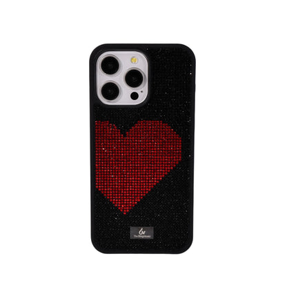 Glitter Diamond Half Heart Case For Iphone 17 16 Pro Max 15Plus 14 13 Air Tpu Bezel Full Cover Ladies Elegant Glitter Phone Case