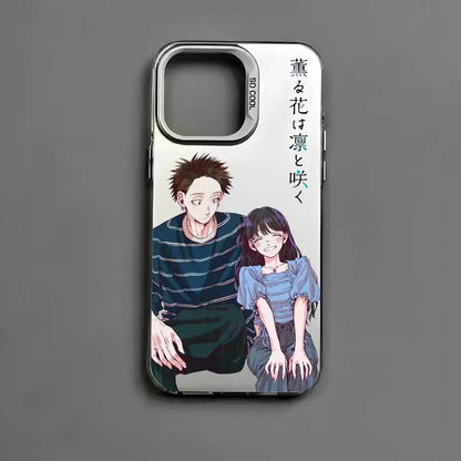 Cartoon Fragrant Flower Blooms Phone Case For IPhone 16 15 14 13 12 11 Pro Max Black Matte Multicolor Laser Aurora Funda