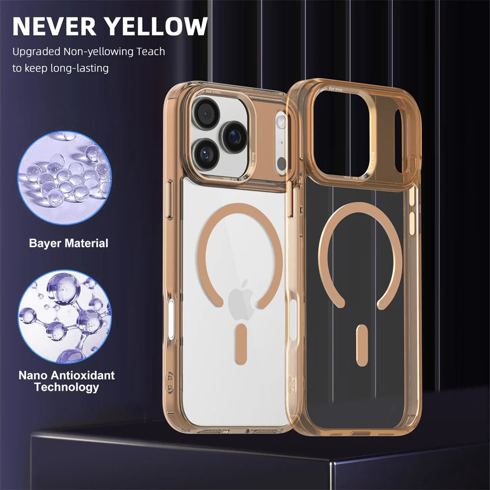 Luxury Anti-Yellow Strong Magnetic Case for iPhone 17 Pro Max Air 16 15 14 13 12 11 Magsafe Shockproof Wireless Charging Cover