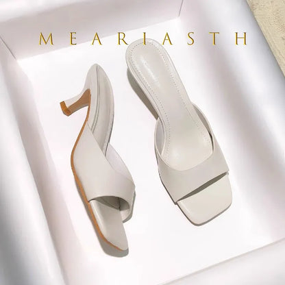 2025 Fashion Round Toe Ladies Low Heel Slippers Shoes Sandals Spring Summer Female open toe Women Heeled Slides Slippers Pumps