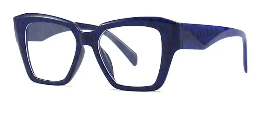 Luxury Brand Anti Blue Light Oversized Square Reading Glasses Women Optical Eyeglasses Computer Goggles Eyewear Dark Blue Frames
