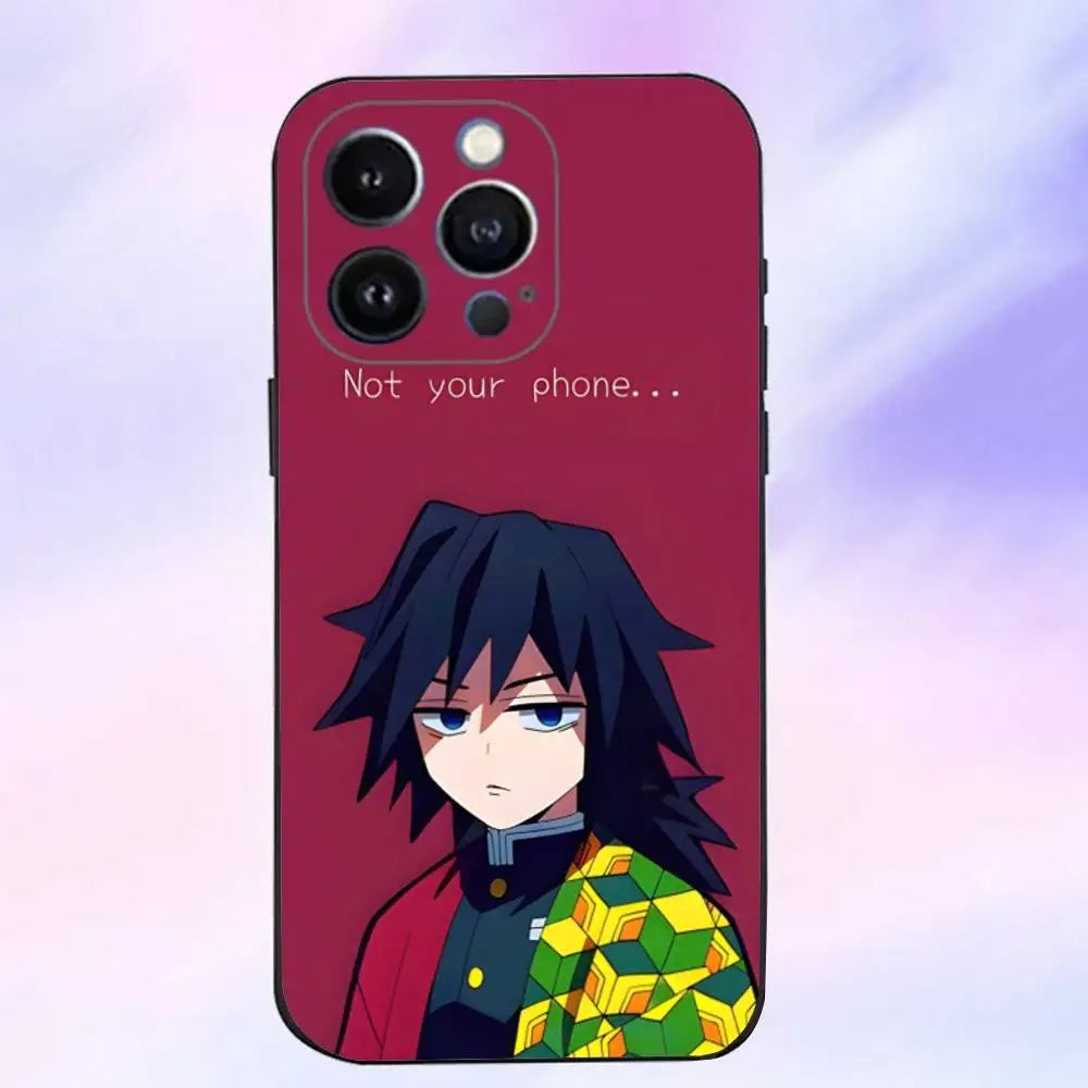 Anime G-giyu T-tomioka  Phone Case For iPhone 16,15,14,13,12,11 Plus,Pro Max,XS,X,XR,SE,Mini,8,7,Soft Silicone Black Cover