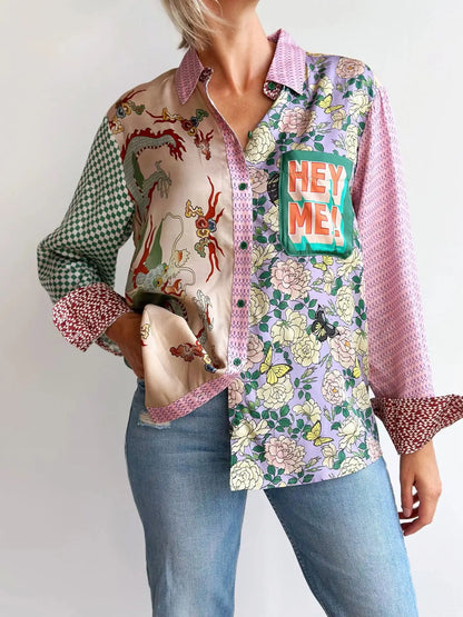 2025 Summer Women's Beach Wear Outfits Pareo Graffiti Casual Two Suit Satin Print Long Sleeved Shirt Skirt Clothes Robe Plage