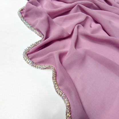 Luxury Sparkling Diamonds Long Side scarf Women Muslim Long Scarves Light Weight Soft Turban Shawl Solid Scarves 70*180CM