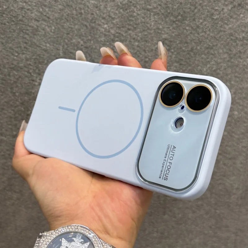 Luxury Liquid Silicone With Crystal Lens Protection Phone Case For iPhone 17 16 15 14 Pro Max 13 Magnetic Wireless Charge Cover