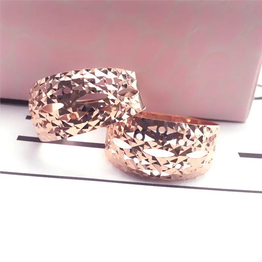 585 purple gold 14K rose gold new vintage hollow wide version wedding rings for couples fancy luxury jewelry for girlfriend