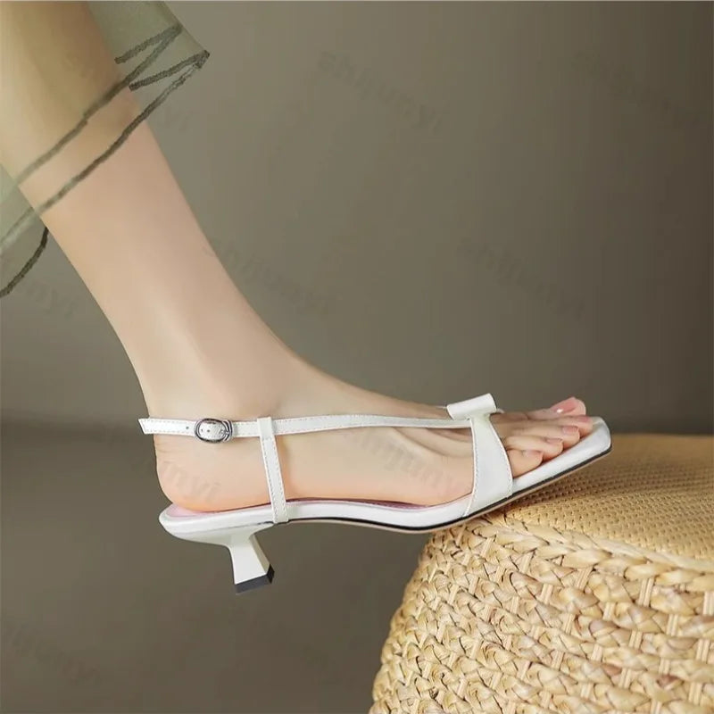 French Style Elegant Square Bows Designed Sandals for Women 2025 Summer New Open Toes Breathable Comfortable Back Strap Slippers.