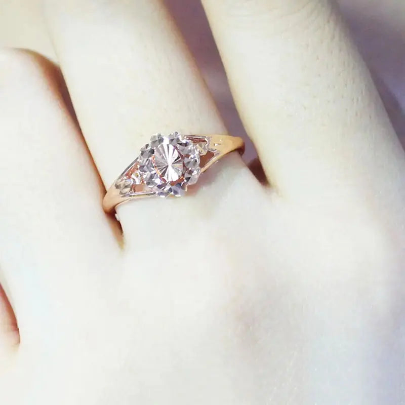 585 purple golden 14K rose golden shiny flower rings for women fashion Japanese and Korean style fresh party engagement jewelry