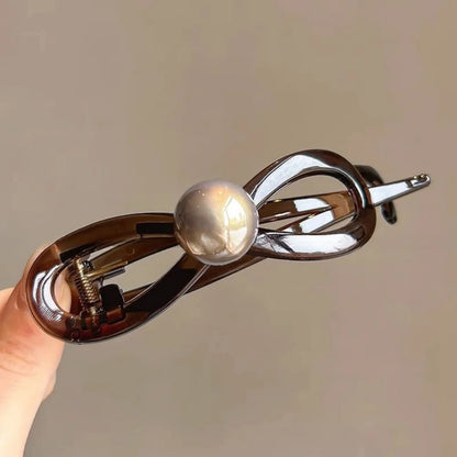 1PC New Twisted Hair Clip Plastic Imitation Pearl Hairpin Twisted Design Hairpin Barrettes Women Hair Accessories Black