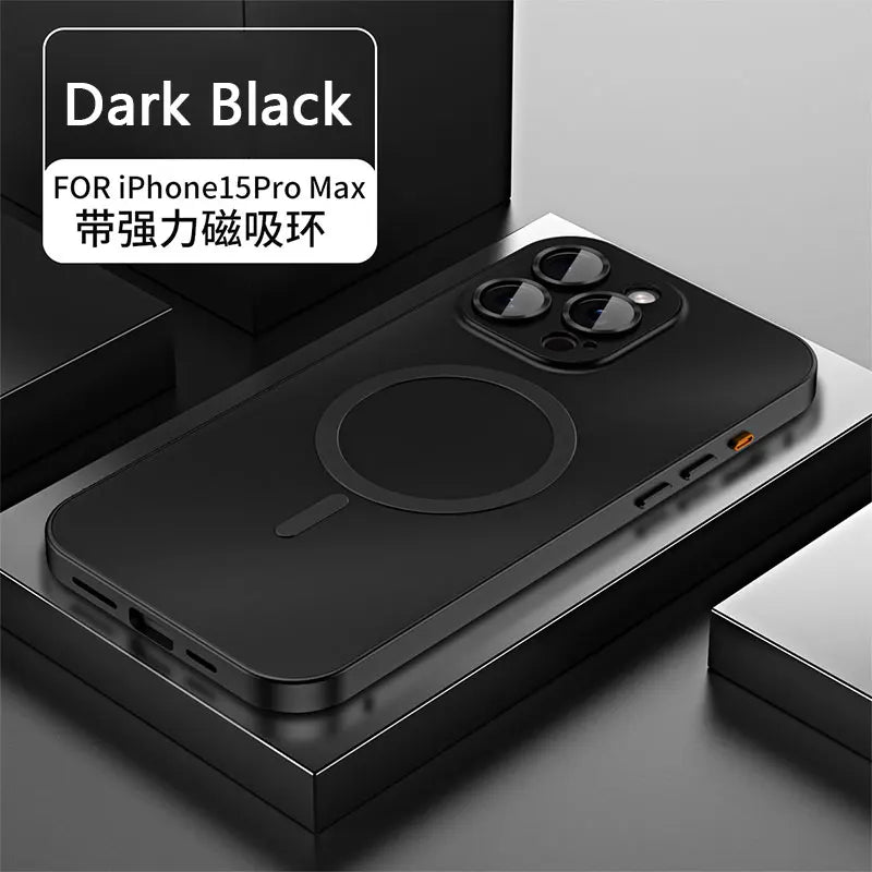 Aluminum Metal Frame Magnetic Case For iPhone 17 13 14 15 16 Pro Max Plus Magsafe Wireless Charging Lens Film PC Backboard Cover