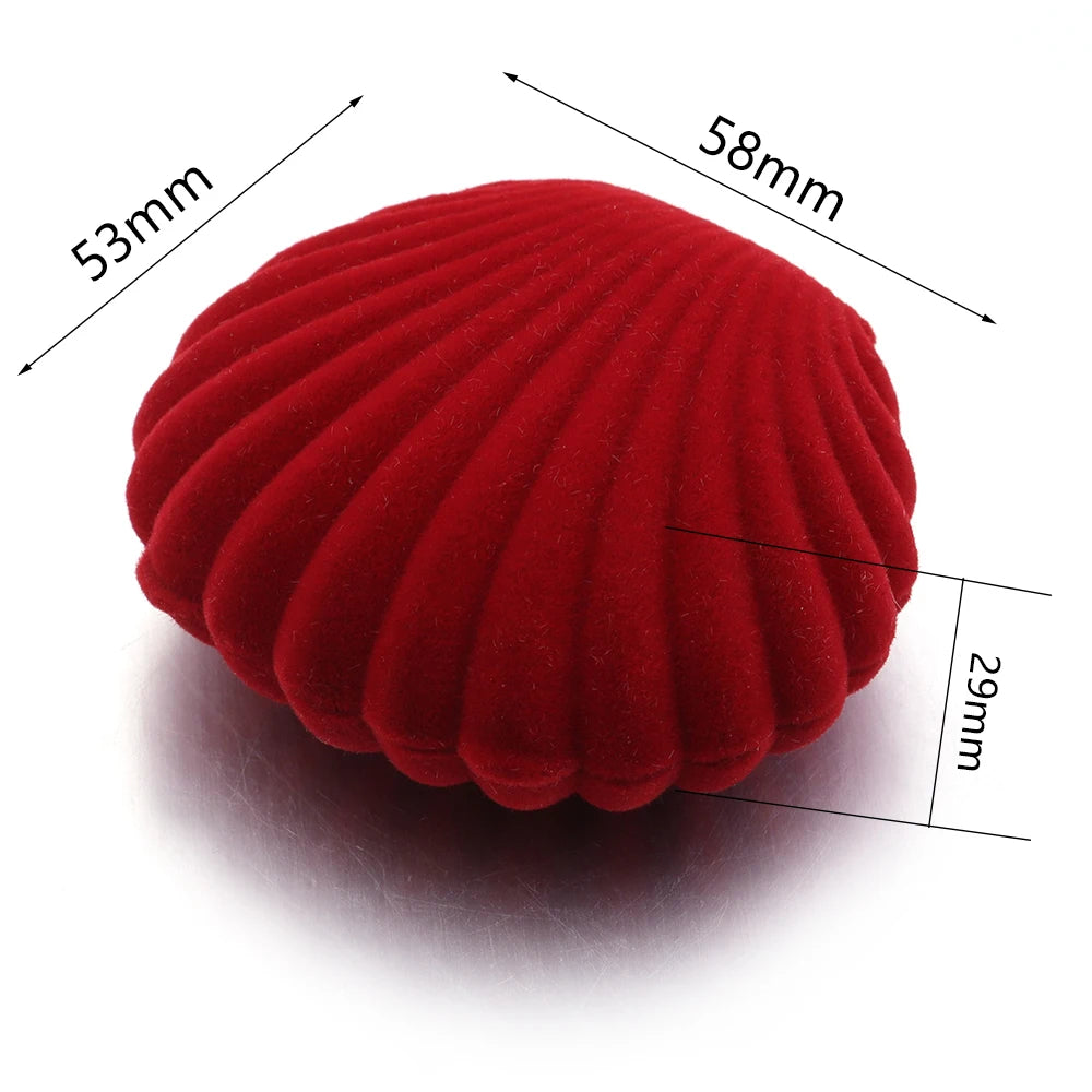 1 Piece Lovely Shell Shape Velvet Jewelry Box Necklace Earrings Pendant Storage Box For Wedding Party Gifts Display Box Holder