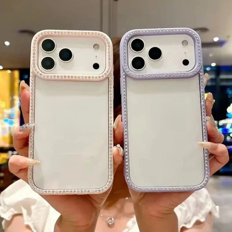 Solid Color Glitter Diamond Phone Cases For iPhone 17 17AiR Air 17Pro 17ProMax Pro Max Case Rhinestone Transparent Cover Carcase