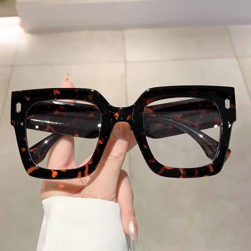 Large Square Frame Clear Lens Glasses Anti Blue Light Spectacles Optical Square Computer Big Eye Glasses Frame Eyewear