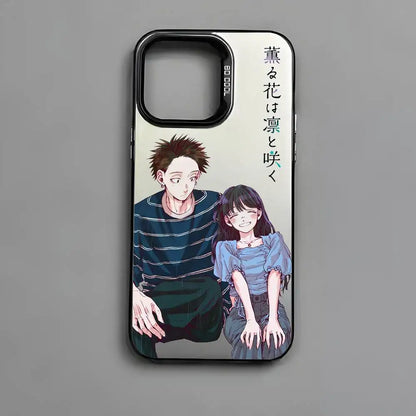 Cartoon Fragrant Flower Blooms Phone Case For IPhone 16 15 14 13 12 11 Pro Max Black Matte Multicolor Laser Aurora Funda