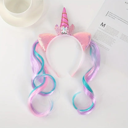 1 piece of new unicorn headband, wig and hair accessory, cute cartoon headband