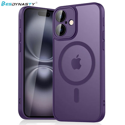 Magsafe Magnetic Luxury Armor Shockproof Case For iPhone 17 Air 16 15 14 13 12 11 Pro Max Matte Transparent Hybrid Hard Cover