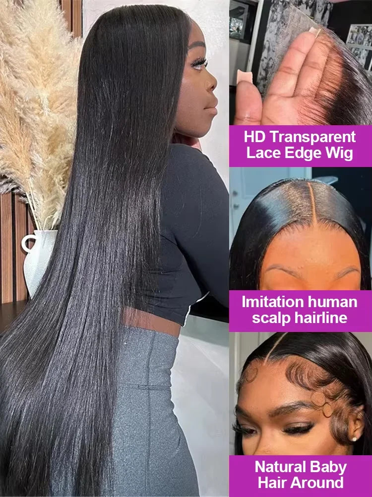 Brazilian 30 40 Inch 13x6 Tranparent Lace Frontal Wig Human Hair 250% Density Bone Straight 13x4 HD Lace Front Human Hair Wigs