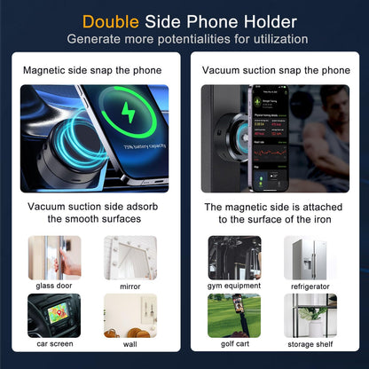 15W Car Electric Suction Cup Magnetic Wireless Charger Phone Holder, Air Vacuum Suction Phone Mount for Mirror and Gym, Compatible with Iphone 12/13/14/15/16 Series, Black